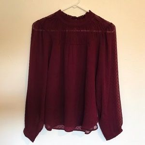 Loft long sleeve burgundy blouse